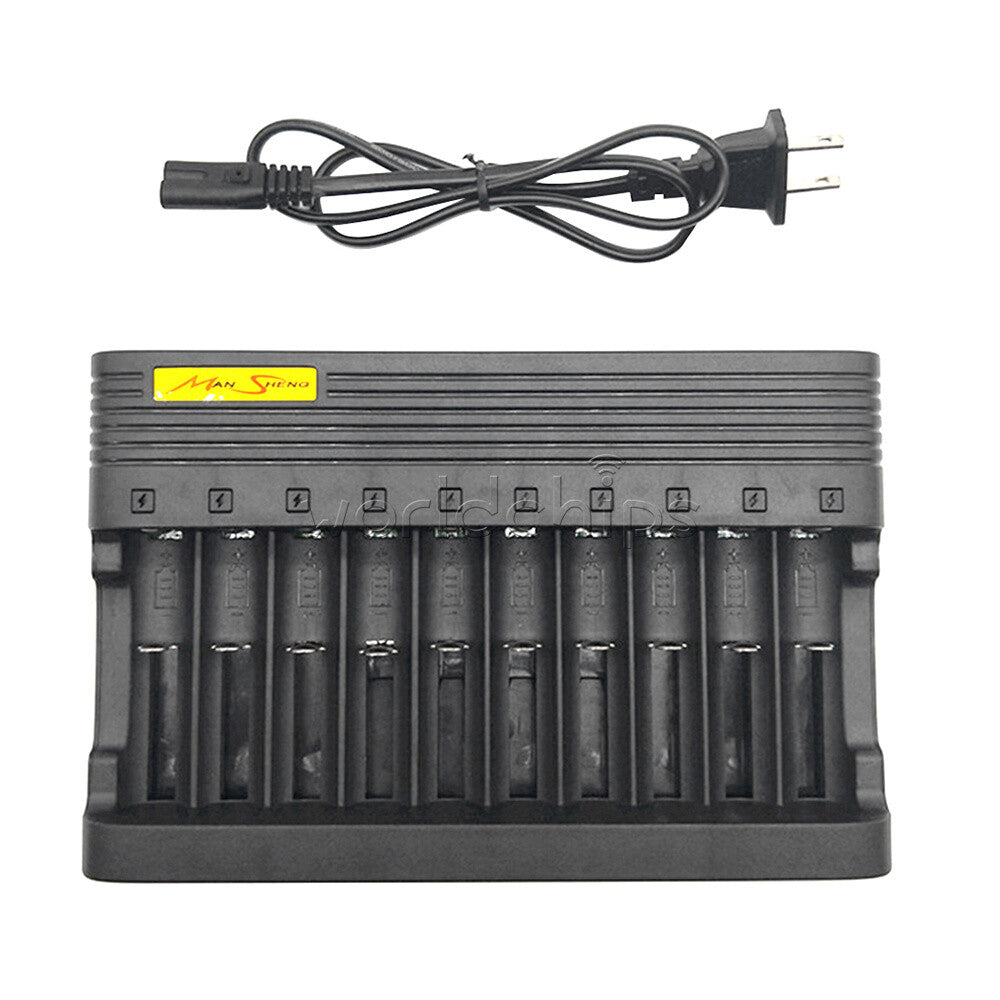 USB 10 slots Li-ion Battery Charger Smart Li-ion Charging for 14500 16350 18500