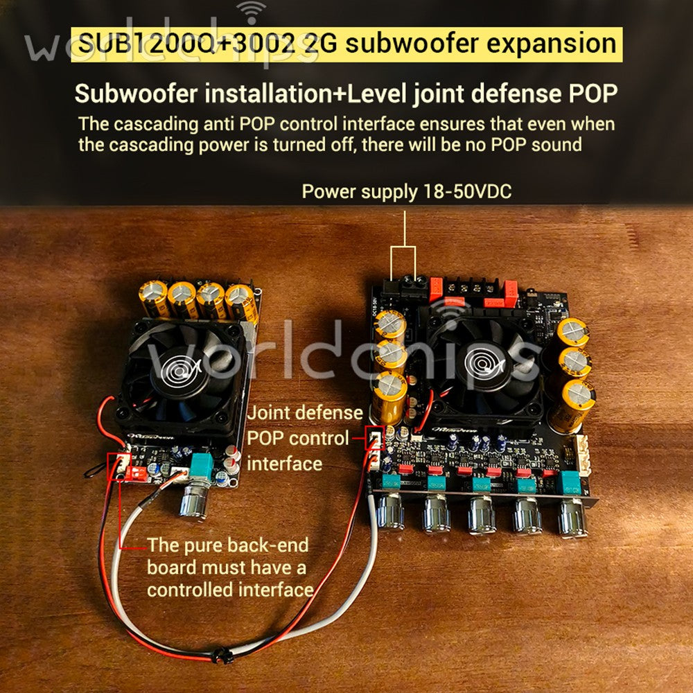DC18-50V ZK-SUB1200Q Digital Amplifier Board 600W*2 APTX QCC3034+ES9023 Subwoofe