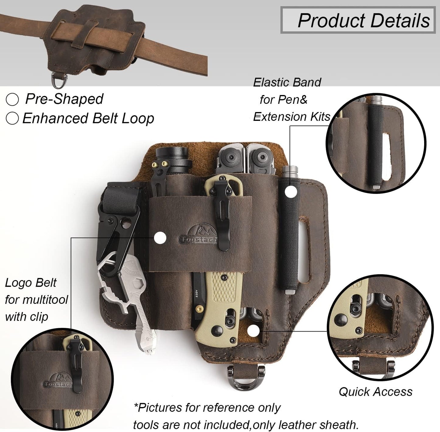 Leather Multitool Sheath,Edc Belt Organizer for Work and Daily Use,Leatherman Sh