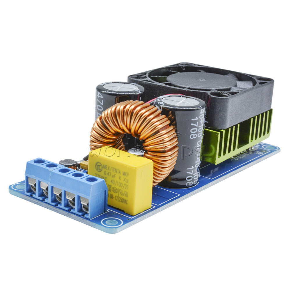 500W IRS2092S Mono Channel Class D Digital Amplifier Board HiFi Power Amp w/ FAN