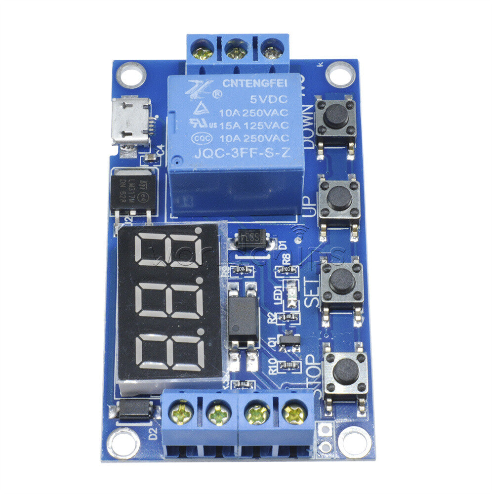 10PCS Digital LED Trigger Delay Cycle Timer Switch Relay Module Micro USB 5V