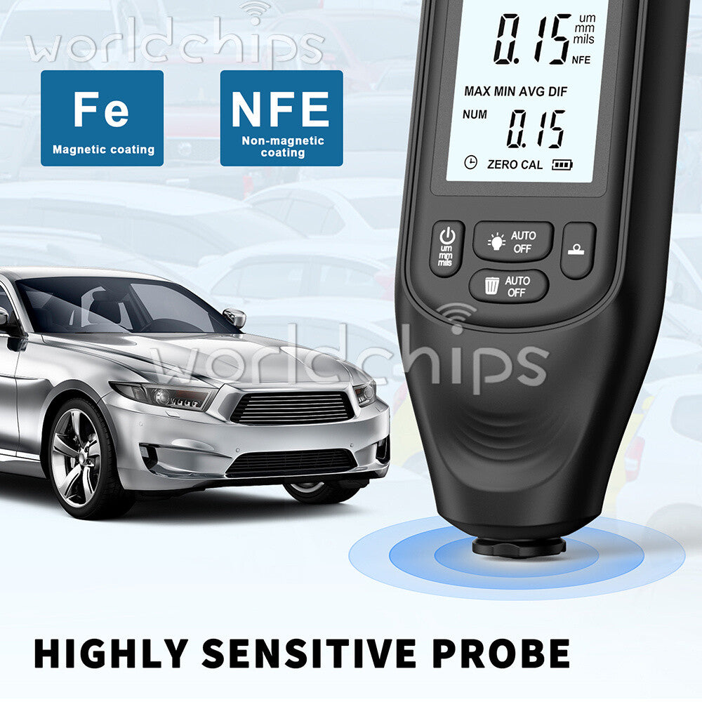 Digital Car Paint Coating Thickness Gauge Electroplate Metal Coating Thickness