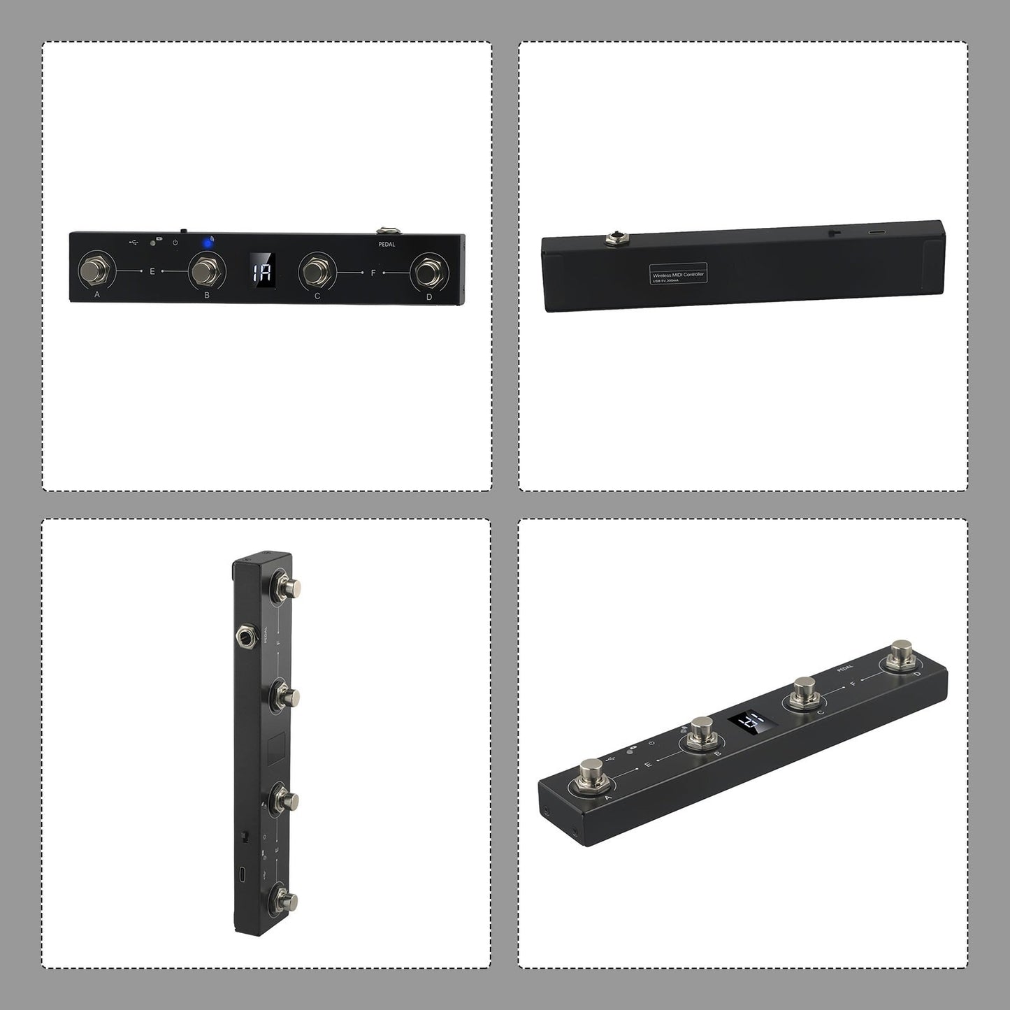 Portable For MIDI Footswitch with 4 Functional Buttons and Long Battery Life