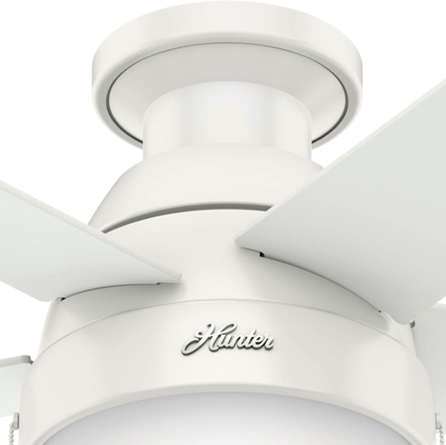46 Inch Indoor Ceiling Fan with LED Light, Anslee 59269, White, Pull Chain
