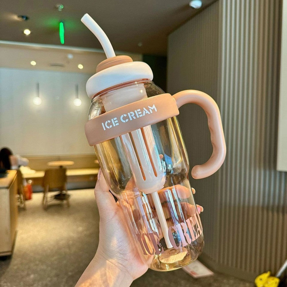 Large 1300ml Plastic Tumbler with Straw Leakproof Lid for Everyday Use