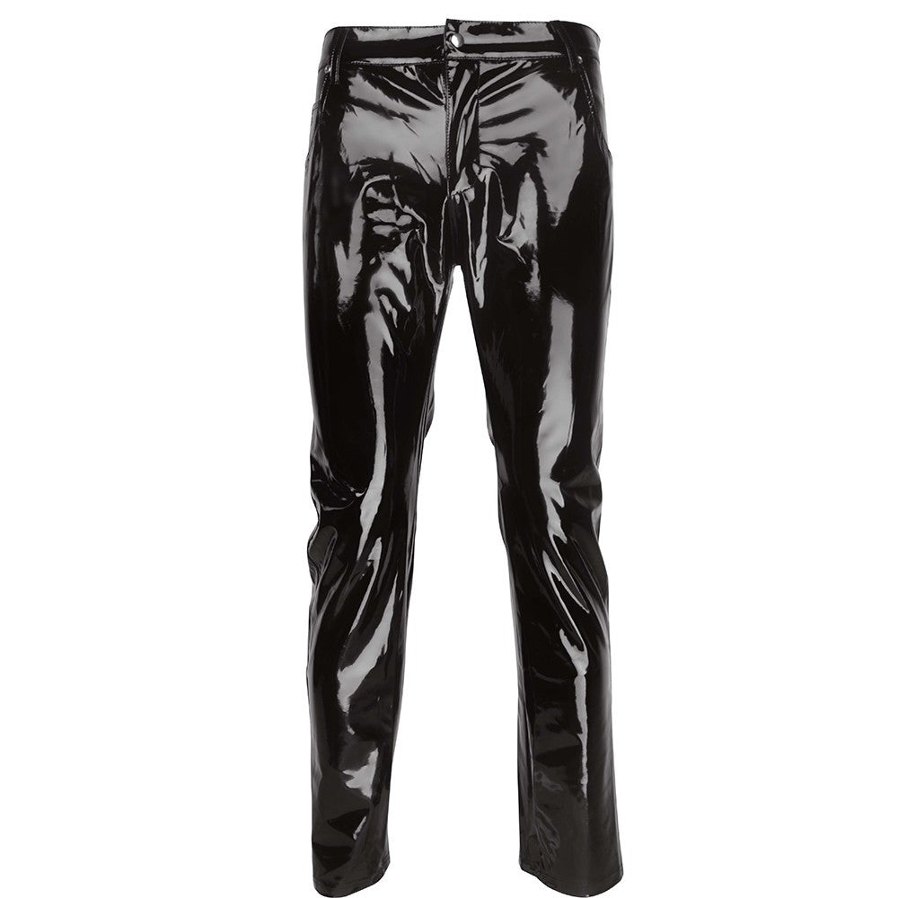 Men Faux Leather PVC Pants Trousers Long Shiny Club Dance Wear Punk Gothic
