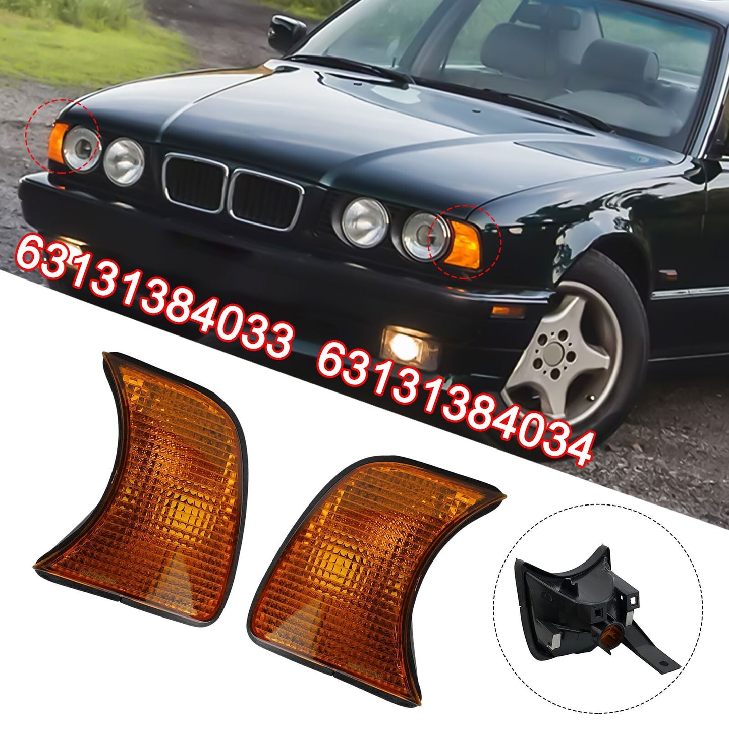 For BMW 5-Series E34 1989-1995 Corner Lights Turn Signals light Without bulbs