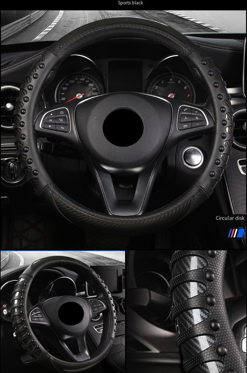 Carbon Fiber 3D Anti Slip Steering Wheel Cover for Truck Bus Summer Use