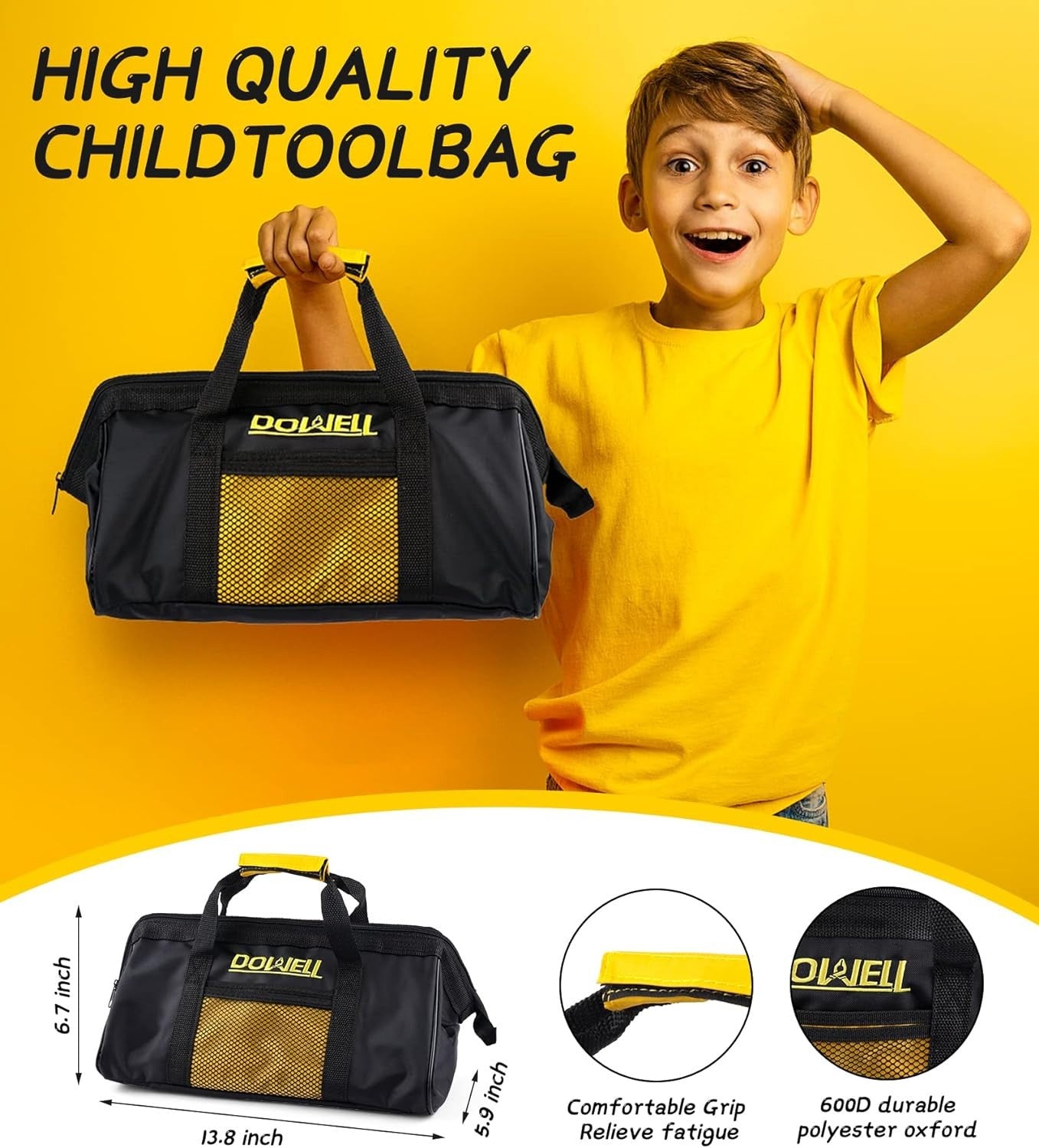 DOWELL Kids Tool Set with Tool Bag Including Real Metal Hand Tools for Boys& Gir