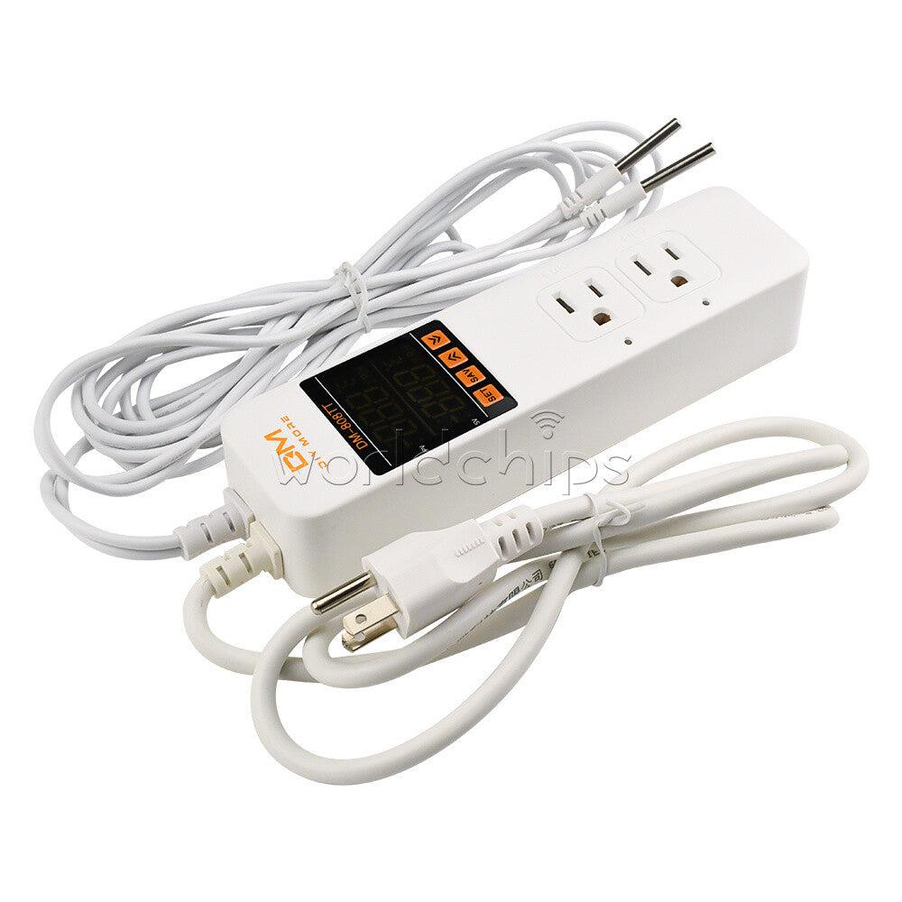 DM-808TT AC 85-250V 10A Digital thermostat Controller Power Socket EU+US Pulg