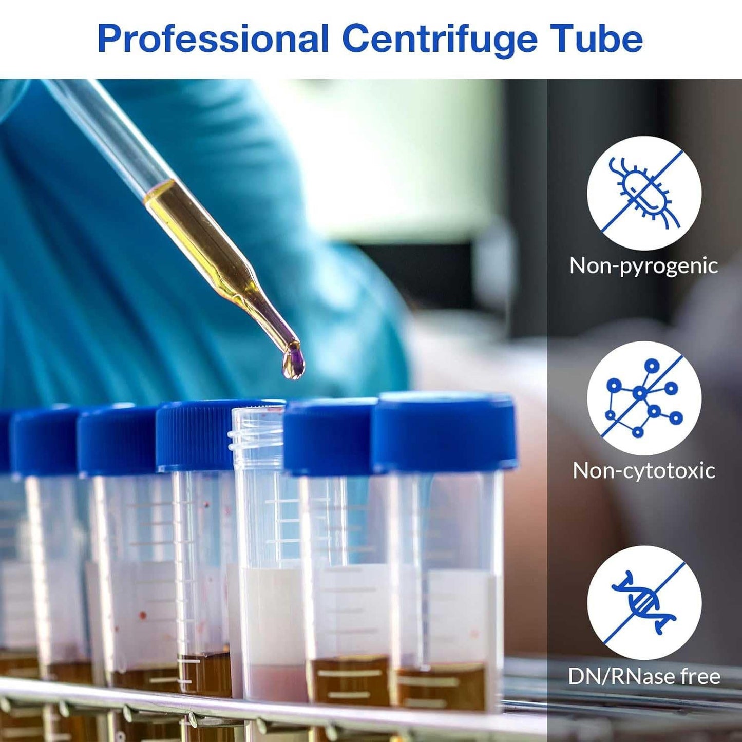 Centrifuge Tubes 15Ml, Conical Tubes Sterile 50 PCS, Polypropylene, Leak-Proof S