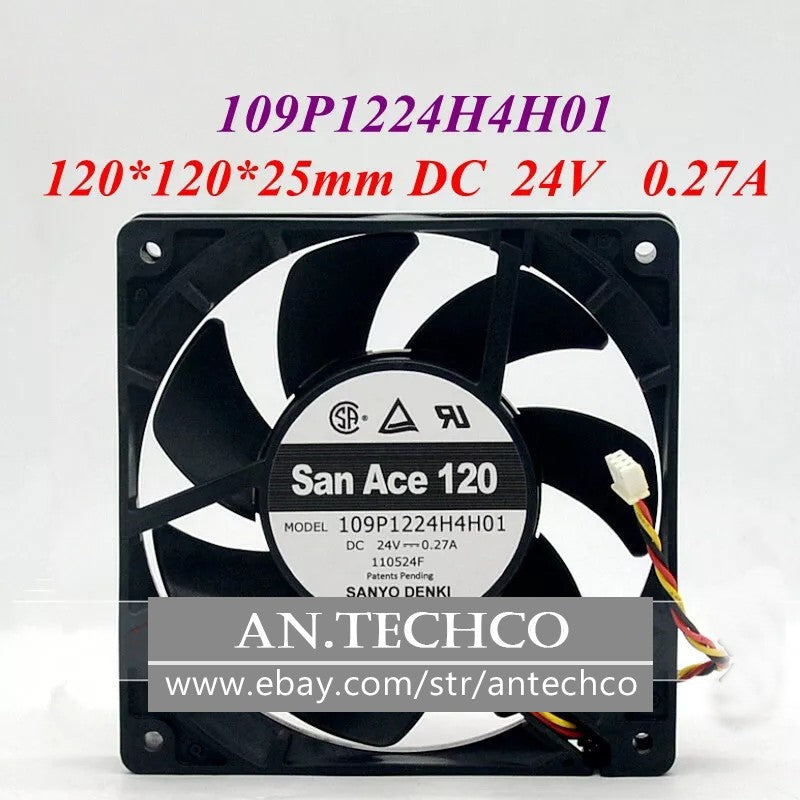 1PC Sanyo 109P1224H4H01 12025 24V 0.27A 12CM 3-wire cooling fan