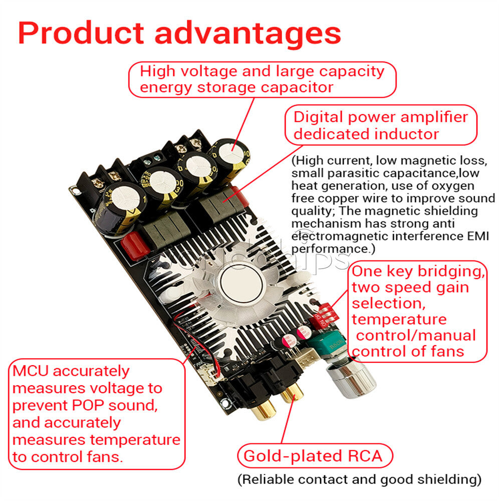 ZK-1602 TDA7498E Digital Amplifier Board 160W*2 Dual channel 220W Mono DC15V-35V
