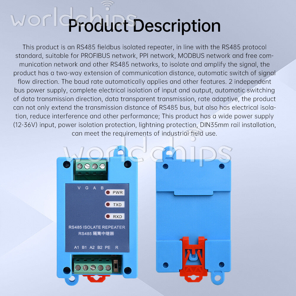 RS485 Wireless Transceiver Board Modbus RTU Module Communication Isolation DIN35