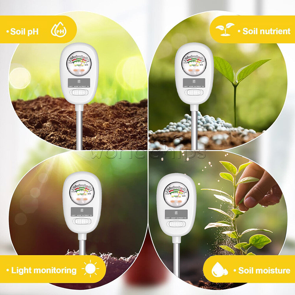 4 in 1 Soil PH Meter Sunlight Fertility Hygrometer Rotatable Folding Soil Tester