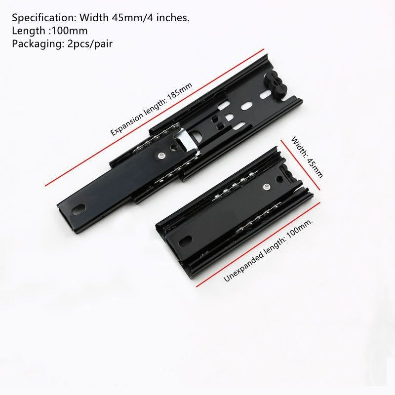 1Pc Drawer Short Slide Fold 3Section Ball Guide Rail Track 35mm 45m 4 to 8Inches
