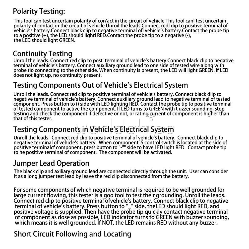 6-24V Automotive Voltage Circuit Tester Power test Car Electrical Circuit Tester