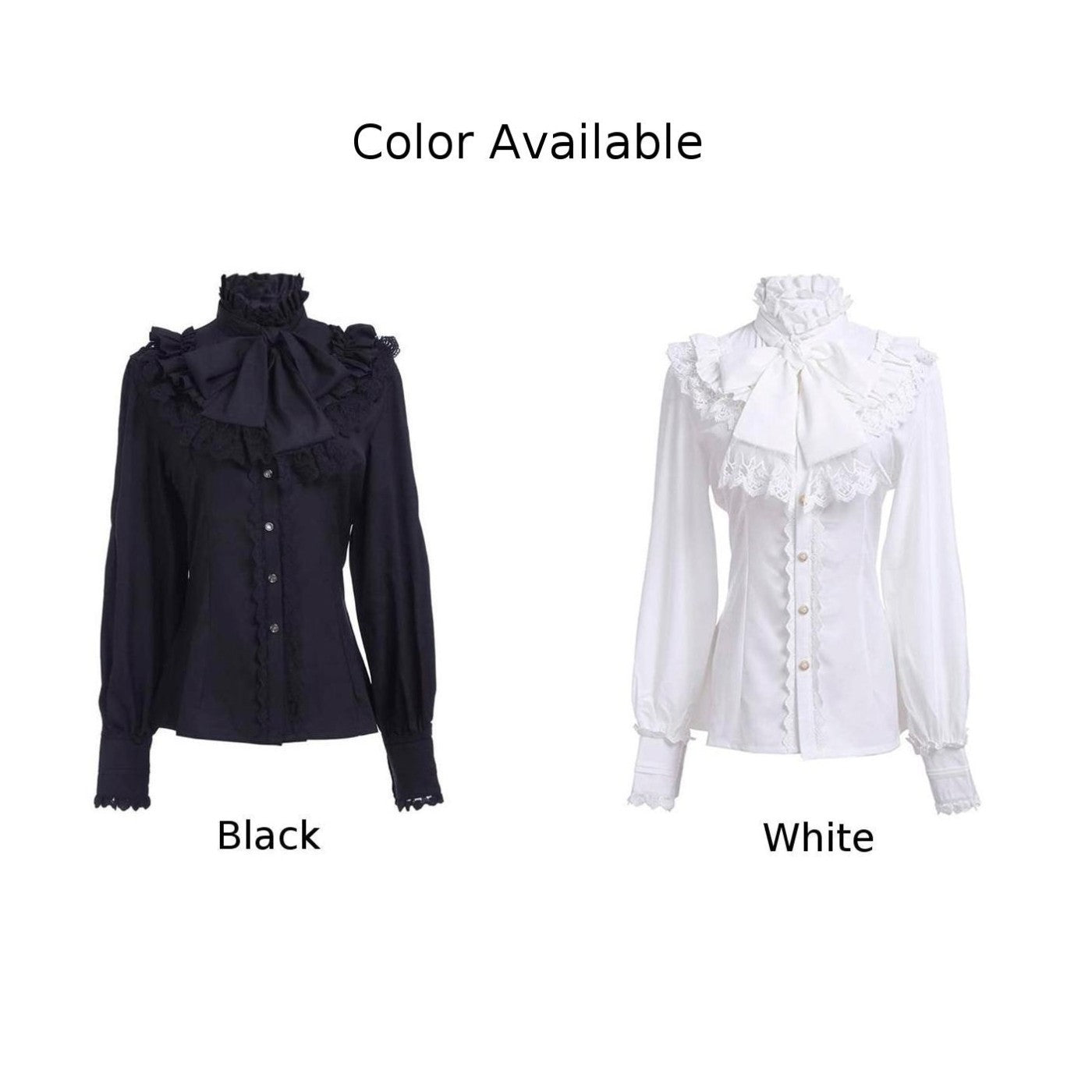 Stylish Victorian Style Womens Gothic Lolita Shirt Lotus Ruffle Blouse