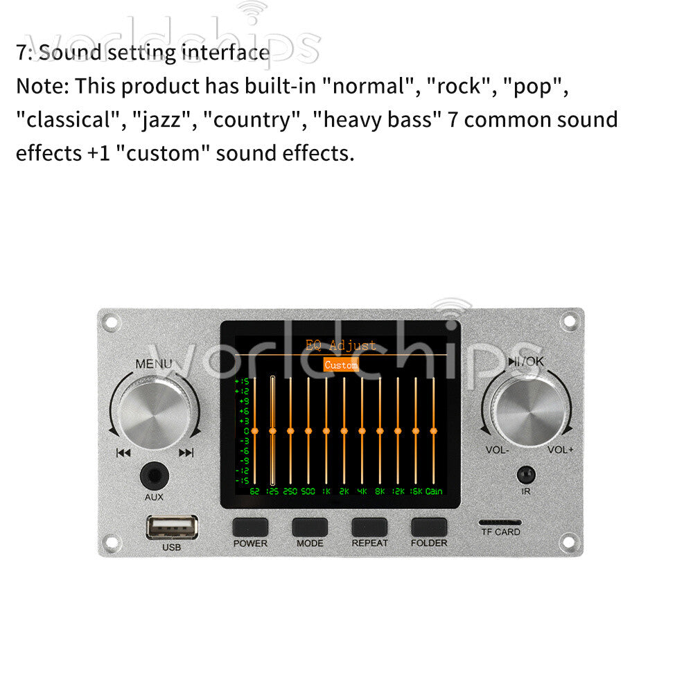 2.8inch IPS Bluetooth MP3 Decoder Board TF USB Car Amplifier Audio Player 2 Way
