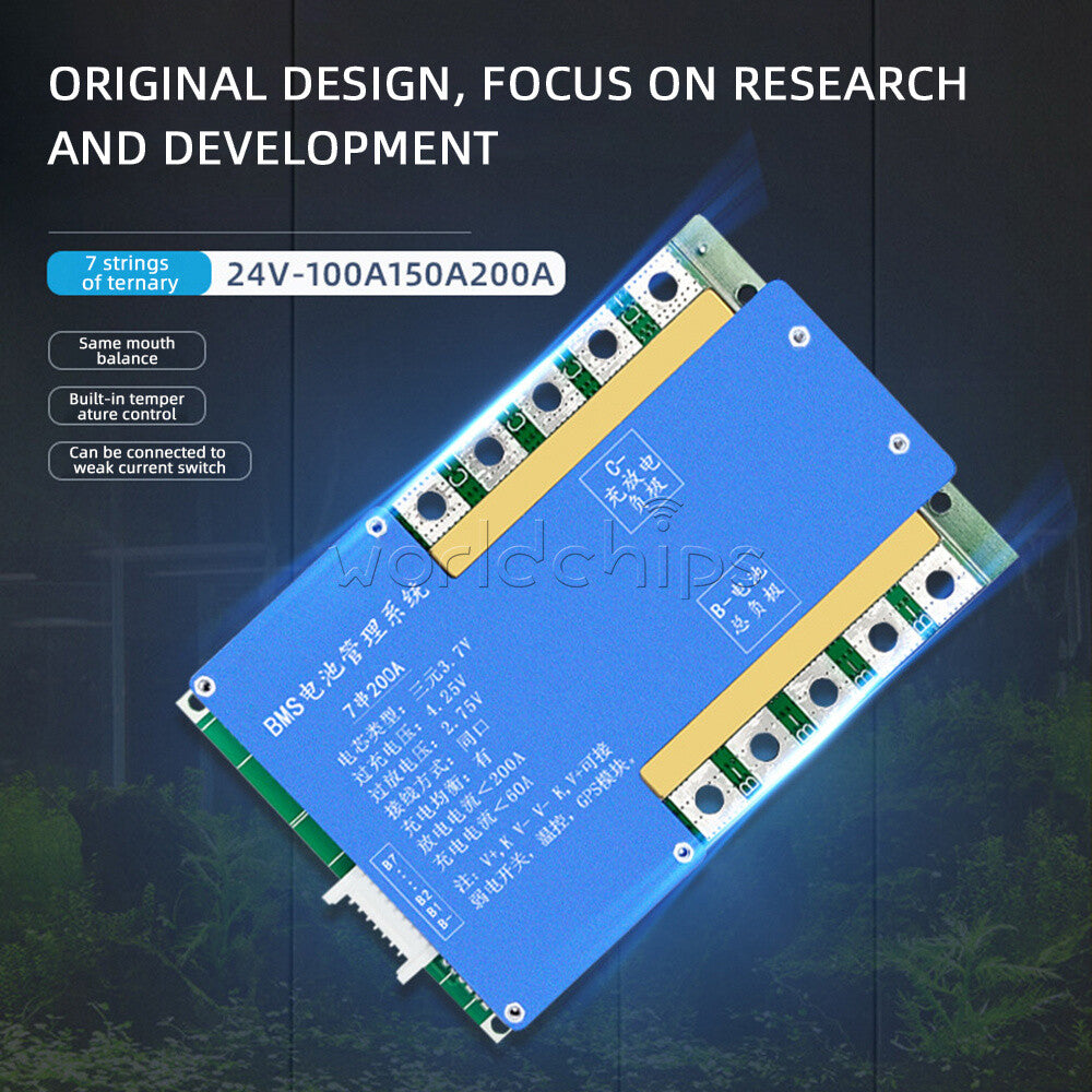 7S 24V 100/150/200A Li-ion Battery Protection Board with Balanced Temperature