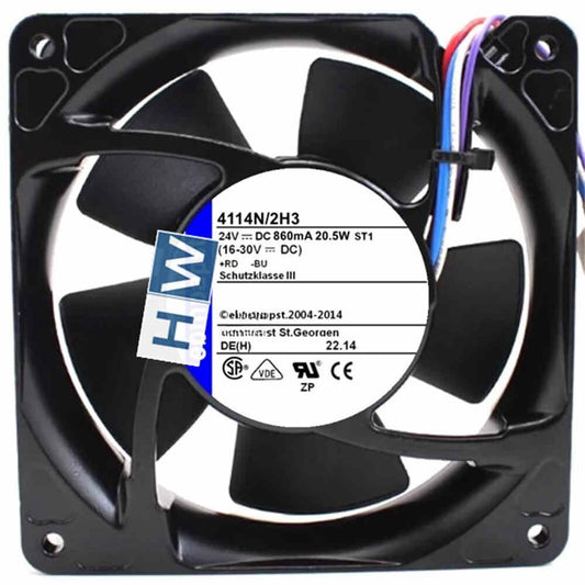 1/piece 4114N/2H3 24V 860mA 20.5W 12CM 12038 4-wire Equipment Axial Flow Fan