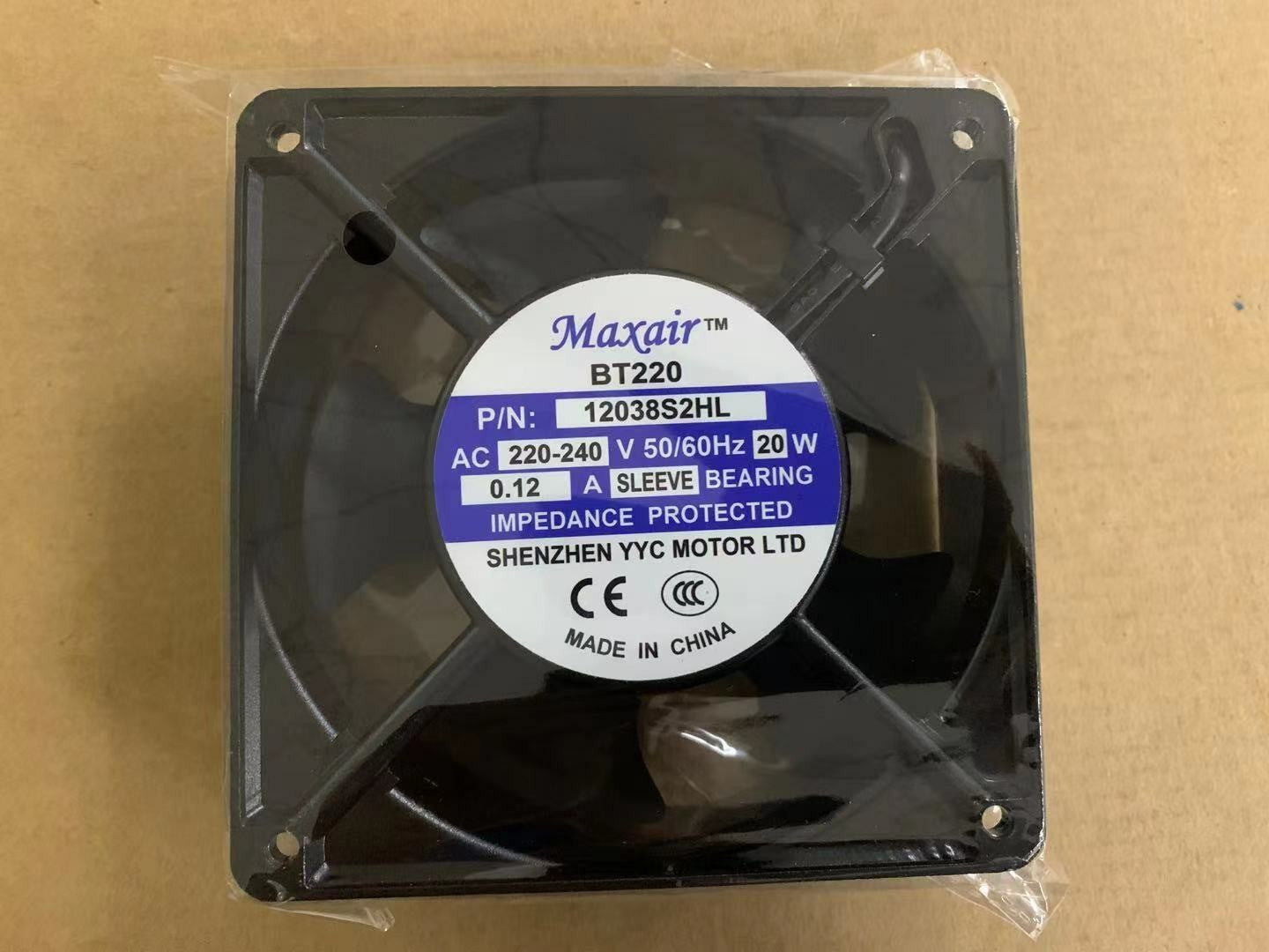1 PCS Maxair/BT220 Fan 12038S2HL AC 220-240V 20W 0.12A 2 Wire 120×120×38mm