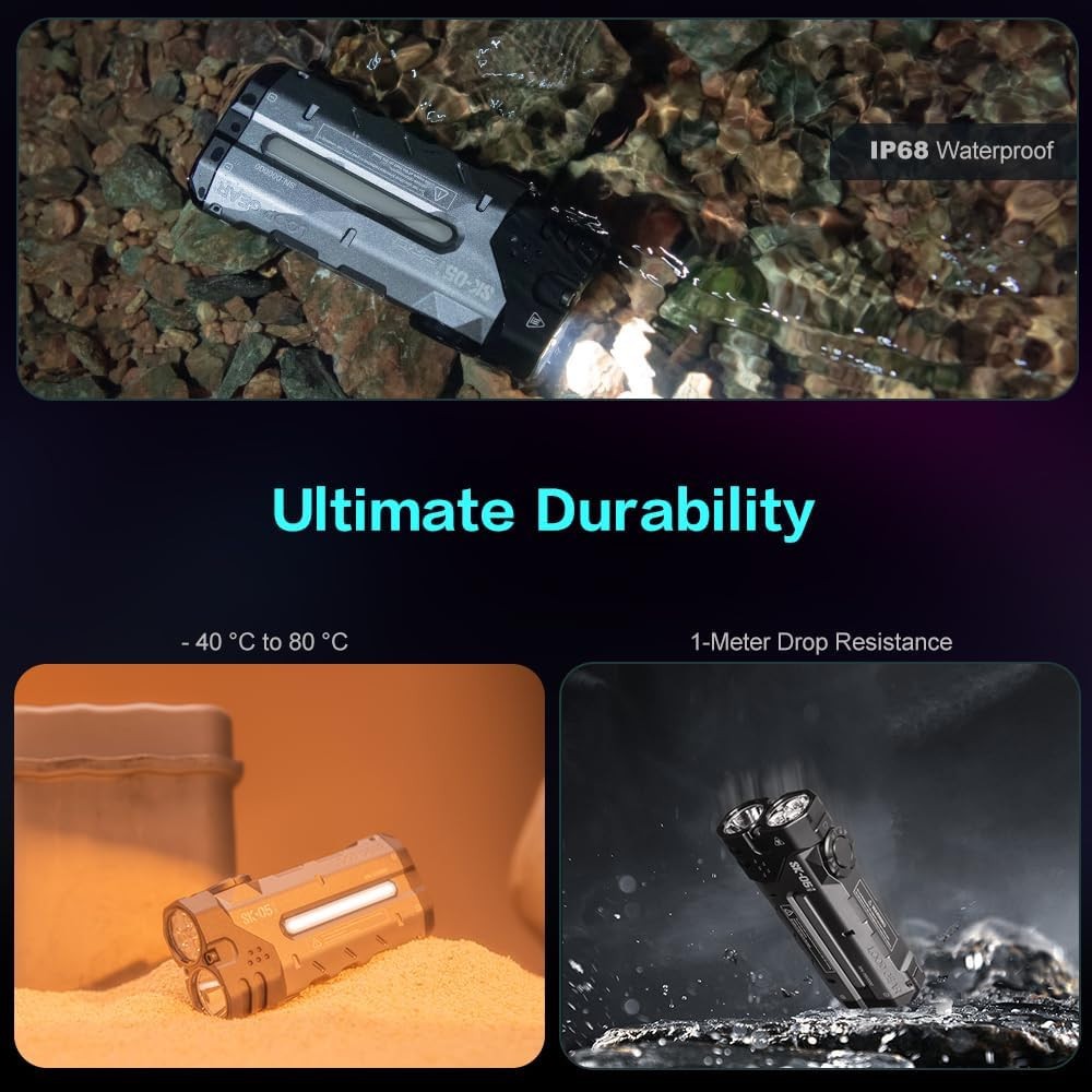 SK05 Pro 4360 Lumens Flashlight with 8000mAh Power Bank, Rechargeable