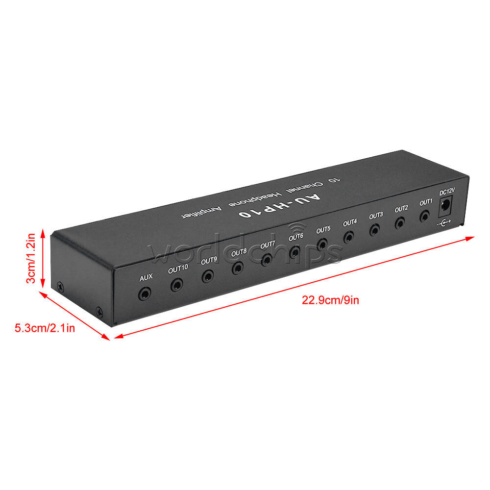 DC12-24V Stereo Headphone Amplifier 1-Channel Input 10-Channel Output Splitter