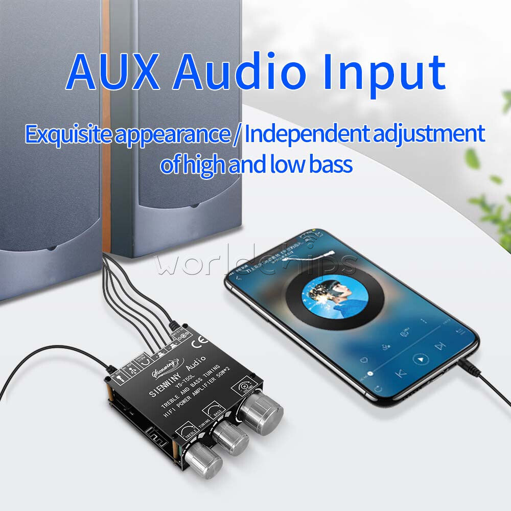 YS-T50L HiFi AUX Audio Bluetooth 5.1 Stereo Digital Power Amplifier Board Module