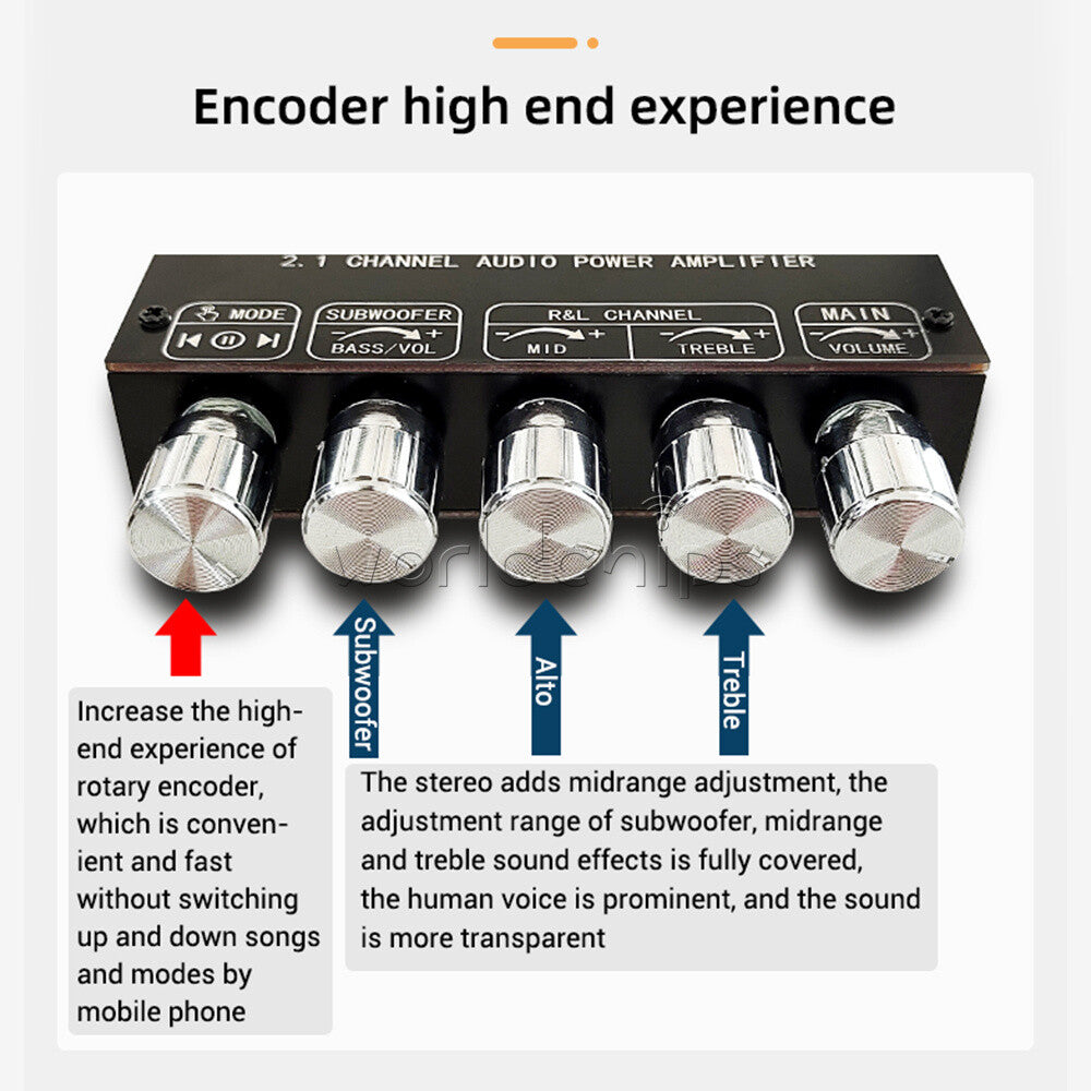 Bluetooth 5.0 Audio Amplifier Module High Low Tone 50W*2 Stereo +100W Subwoofer