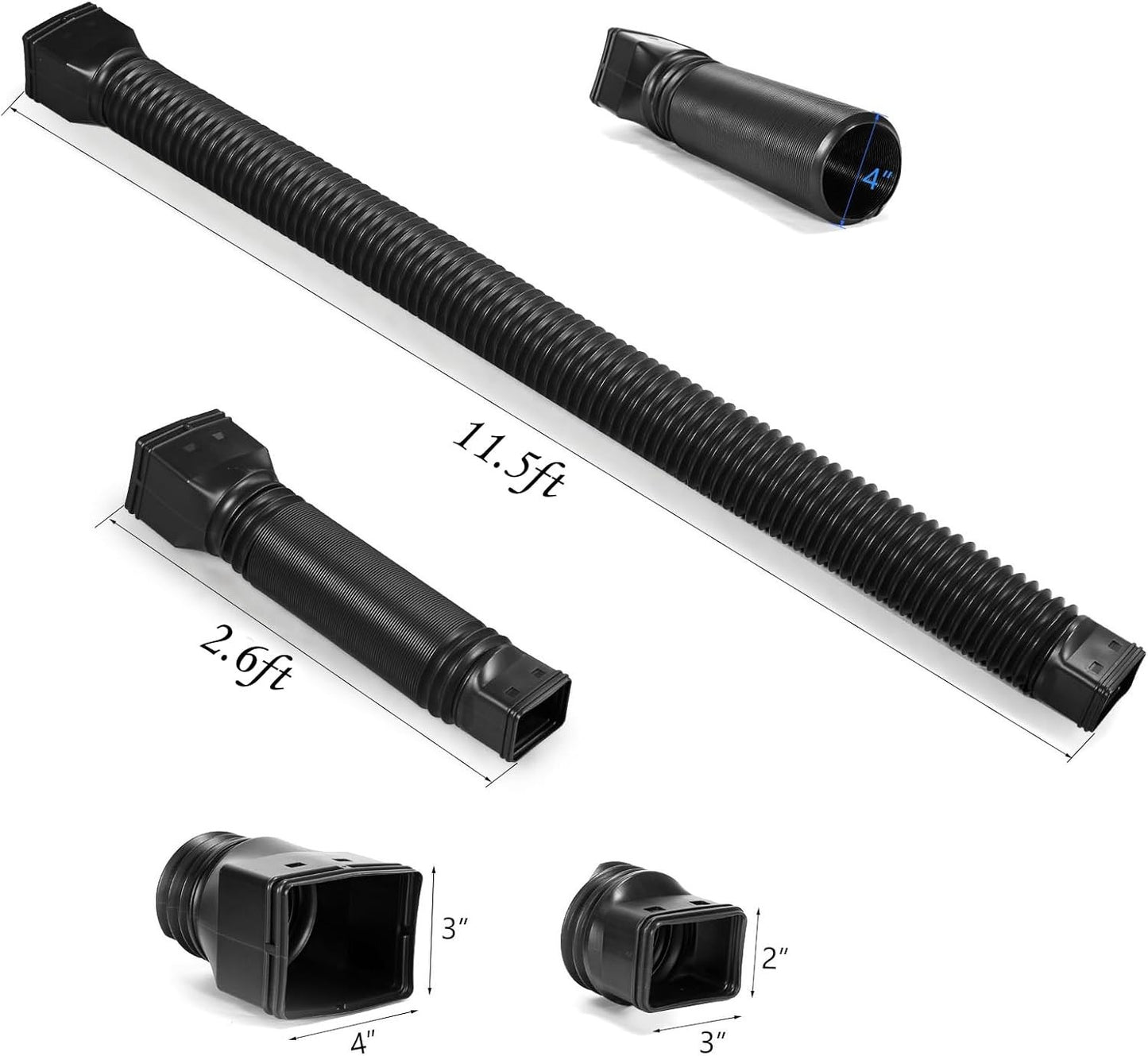 11.5Ft Long Gutter Downspout Extensions Flexible, Drain Downspout Extender, down
