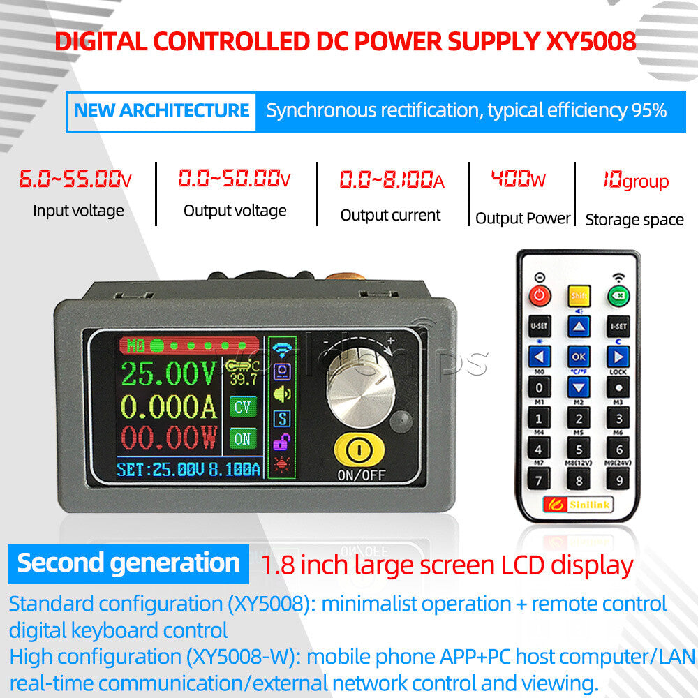 DC-DC Buck Converter CC CV 0-50V 400W 8A Adjustable Regulated Power Supply