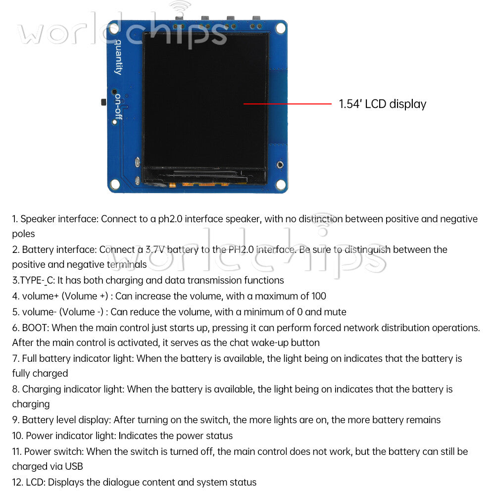 Type-C ESP32-S3 Voice Chat Module 1.54 inch LCD MAX98357 WIFI Development Board