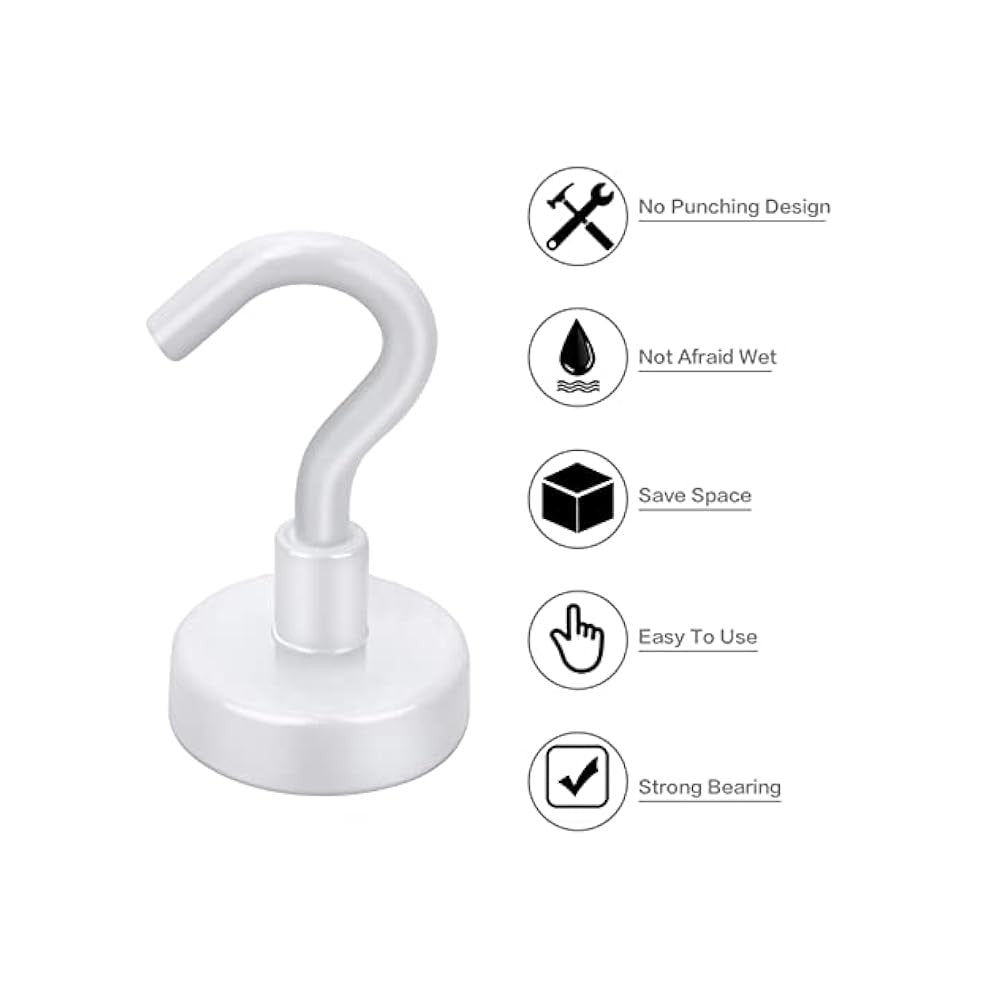 10-Pack Heavy Duty Magnetic Hooks, 30Lbs Hold, for Refrigerator, Grill, Home
