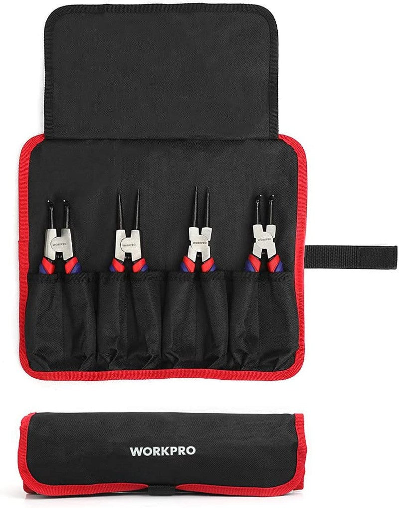 4-Piece Snap Ring Pliers Set - Heavy Duty 7-Inch Internal/External Circlip Plier