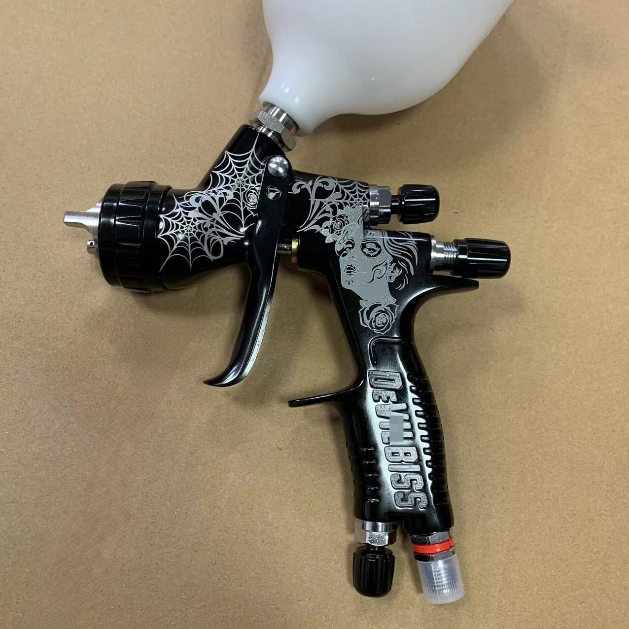 Black Spider Carve Spray Gun TE20 1.3mm Nozzle LVMP Paint Tool for Devilbiss
