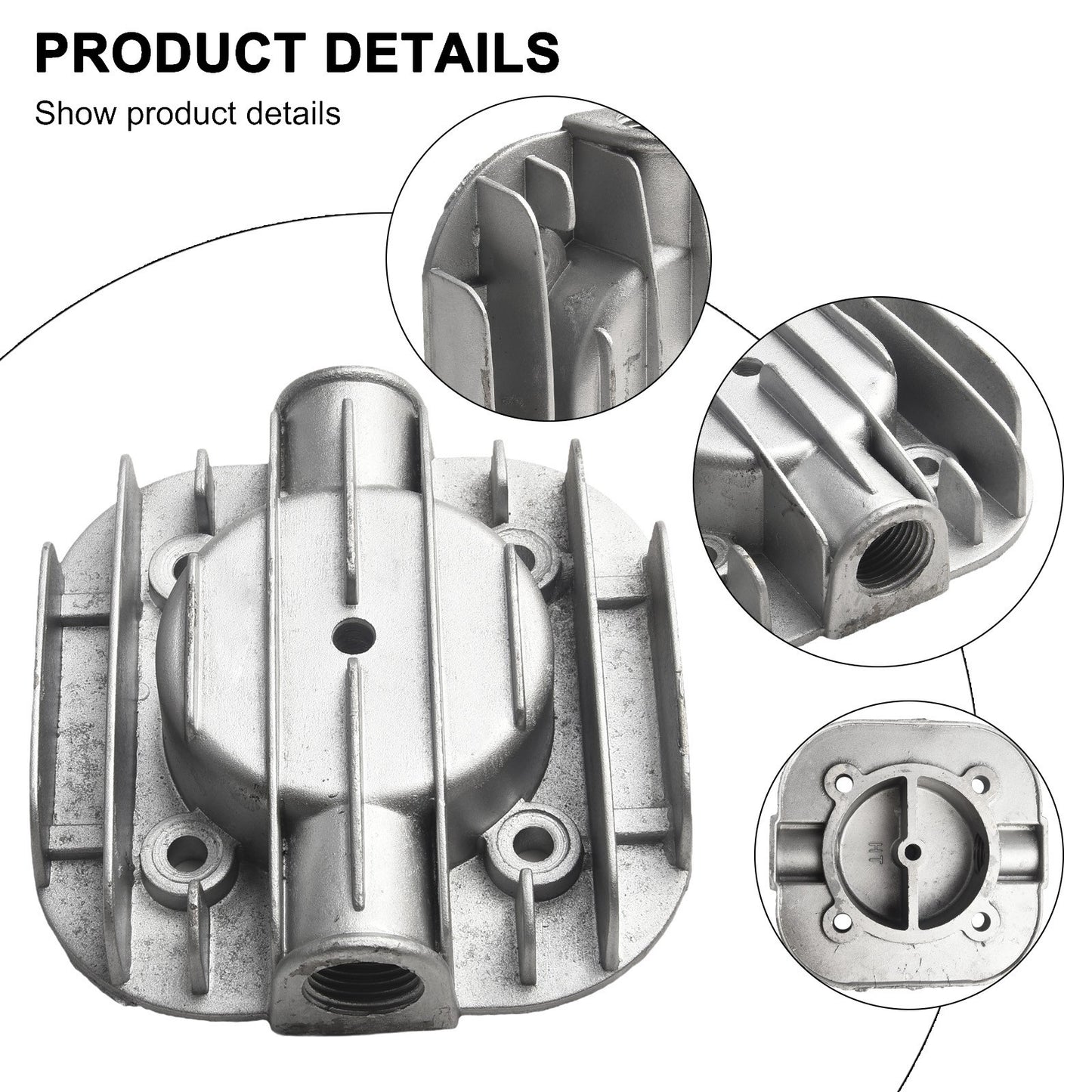 Silent Oilfree Air Compressor Cylinder Head Grey Cast Aluminum Replacement Part