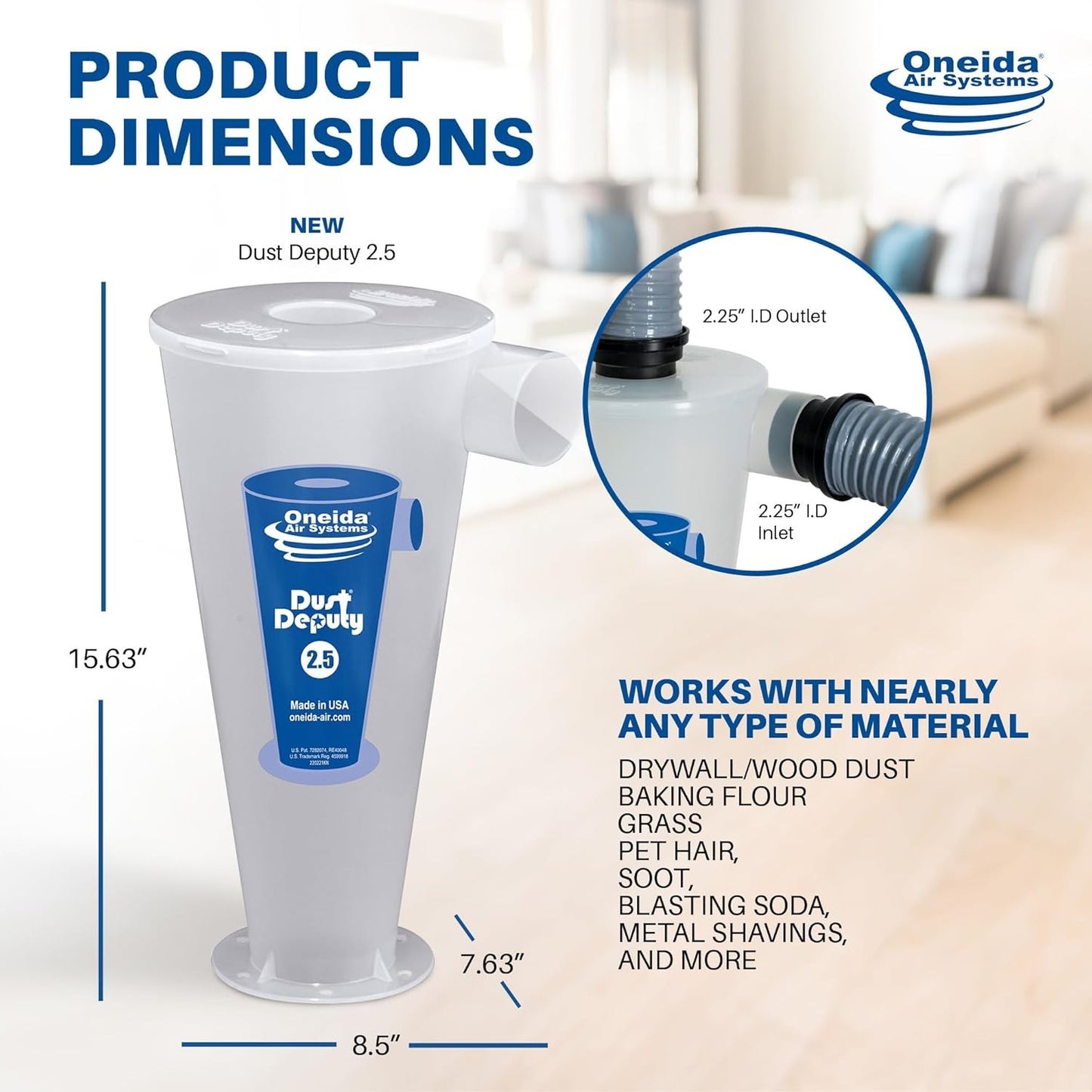 Cyclone Dust Separator 2.5 DIY XL - High CFM Collector for Wet/Dry Vacuums