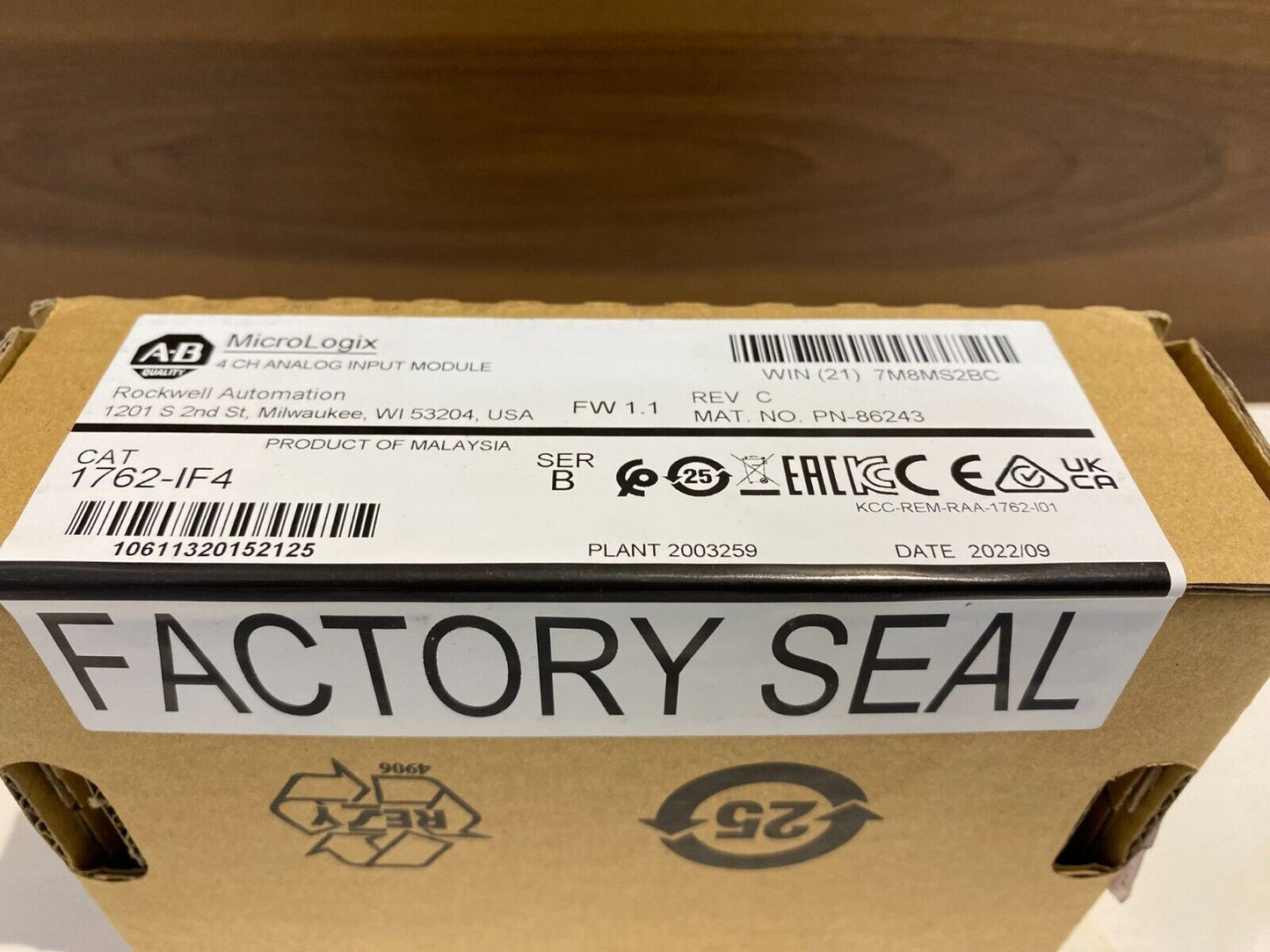 AB 1762-IF4 MicroLogix 4 CH Analog Input Module  Factory Sealed