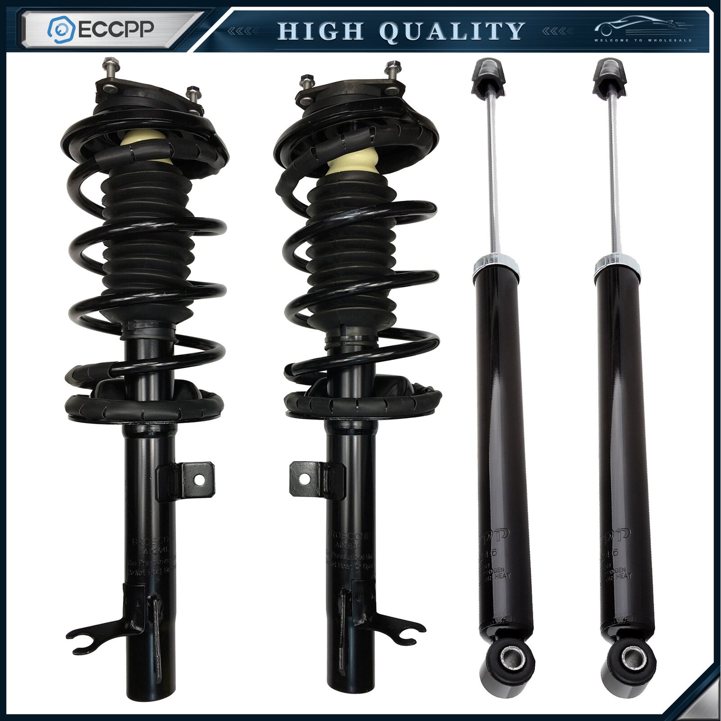 For 2000-2005 Ford Focus (4) Front Complete Struts Spring Assembly + Rear Shock