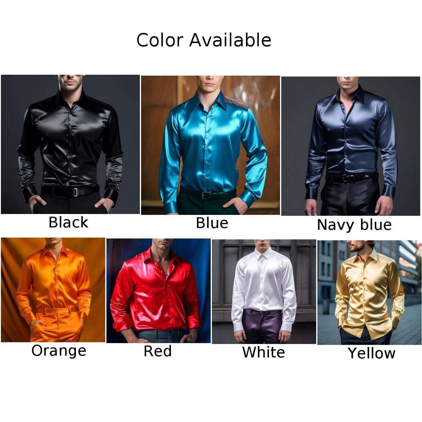 Trendy Mens Slim Fit Satin Silk Long Sleeve Shirt Button Down Party Shirts