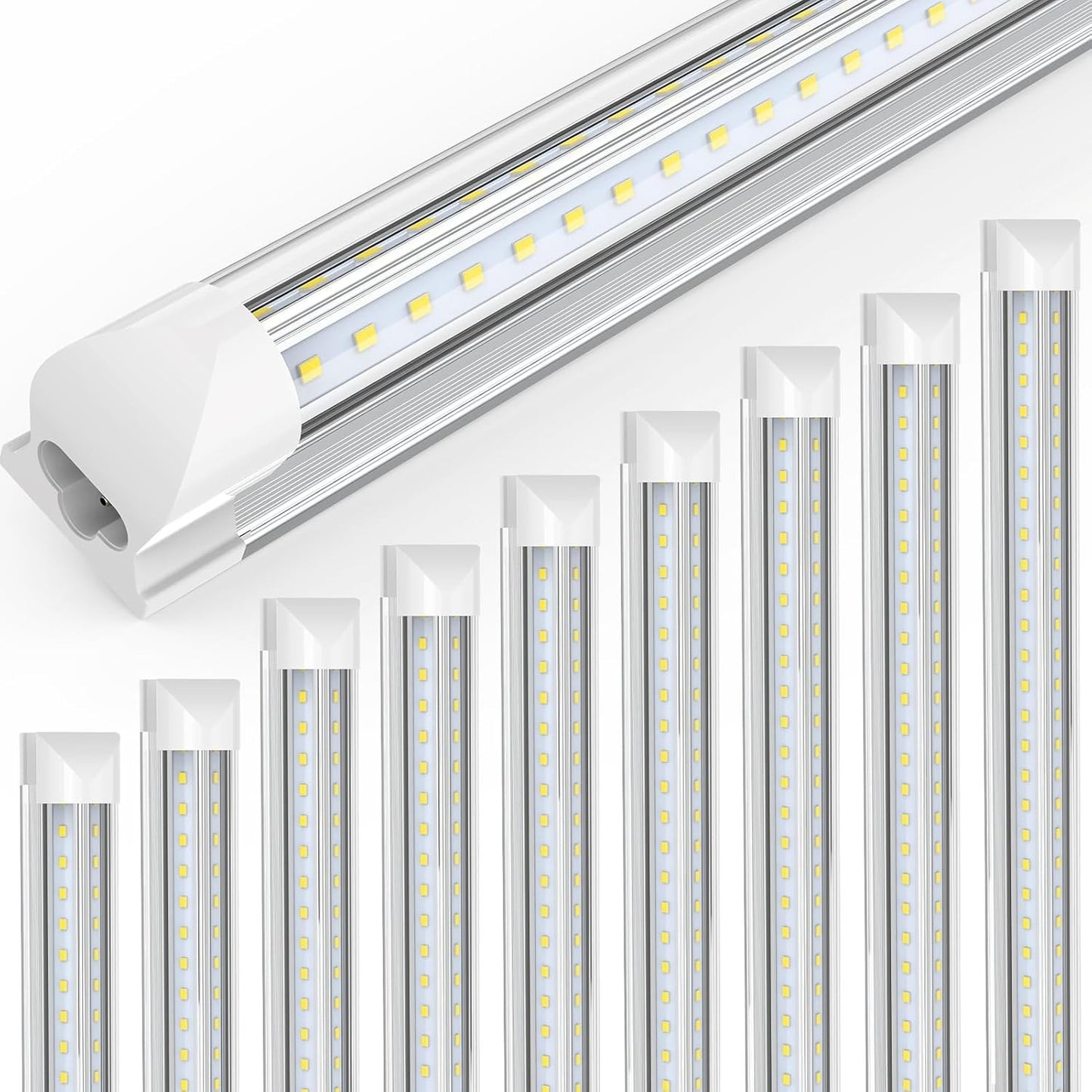 10-Pack 8FT 100W LED Shop Lights, 15000LM 6500K V-Shape Linkable Tubes