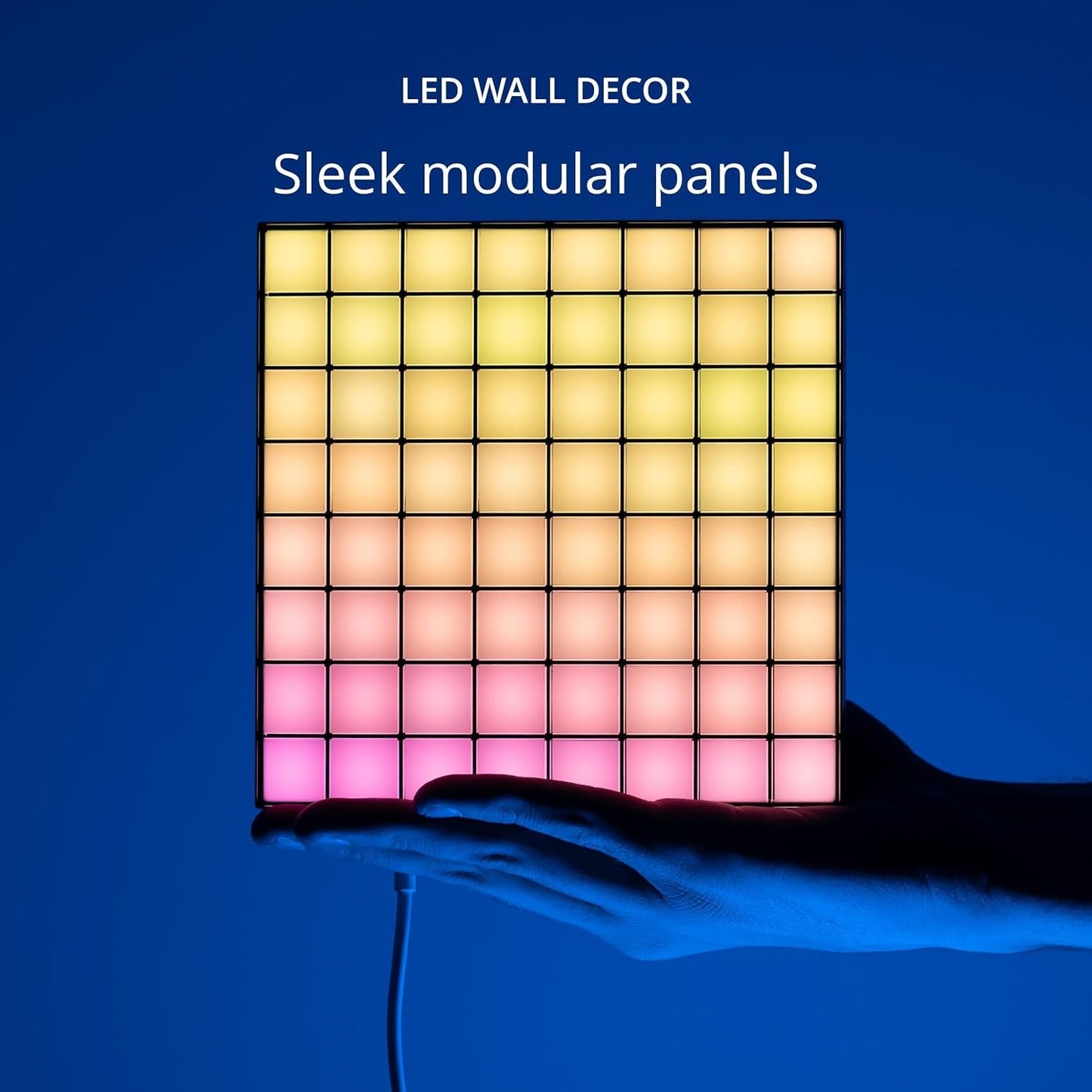 App-Controlled LED Wall Panels, Squares Kit, 64 RGB Pixels, 16M Colors