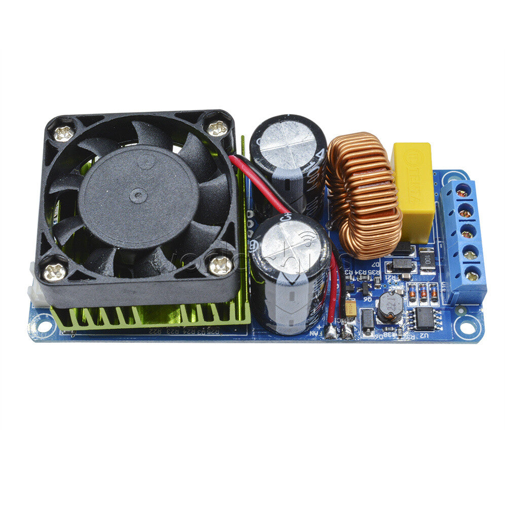 500W IRS2092S Mono Channel Class D Digital Amplifier Board HiFi Power Amp w/ FAN