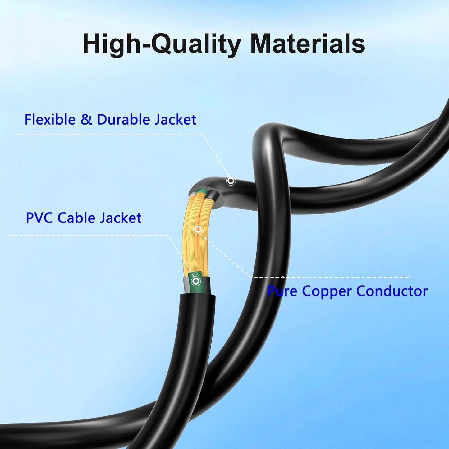 2 Pack 8FT Extension Cord 3 Prong 16 Gauge AWG Heavy Duty Power Cord, NEMA 5-15P