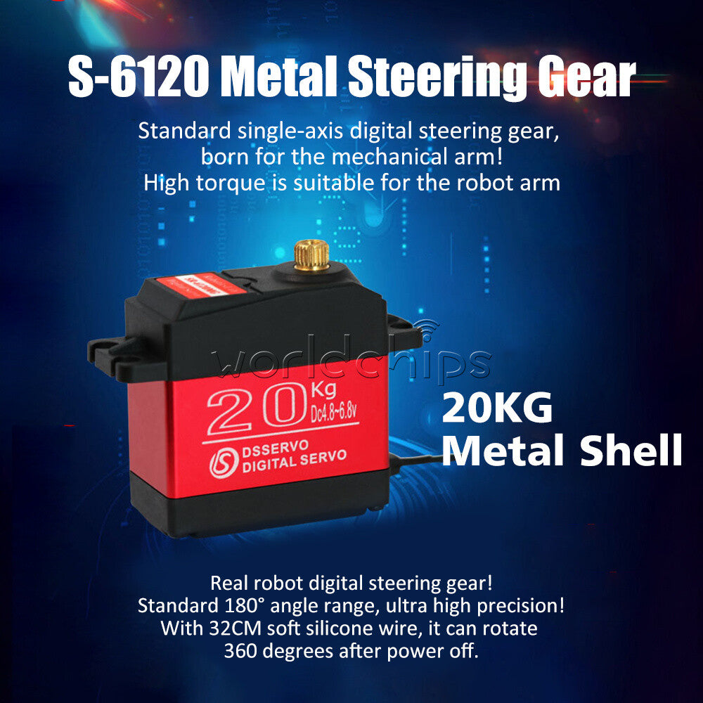 20kg Metal Steering Gear Digital RC Servo Motor 180 Degree High Torque