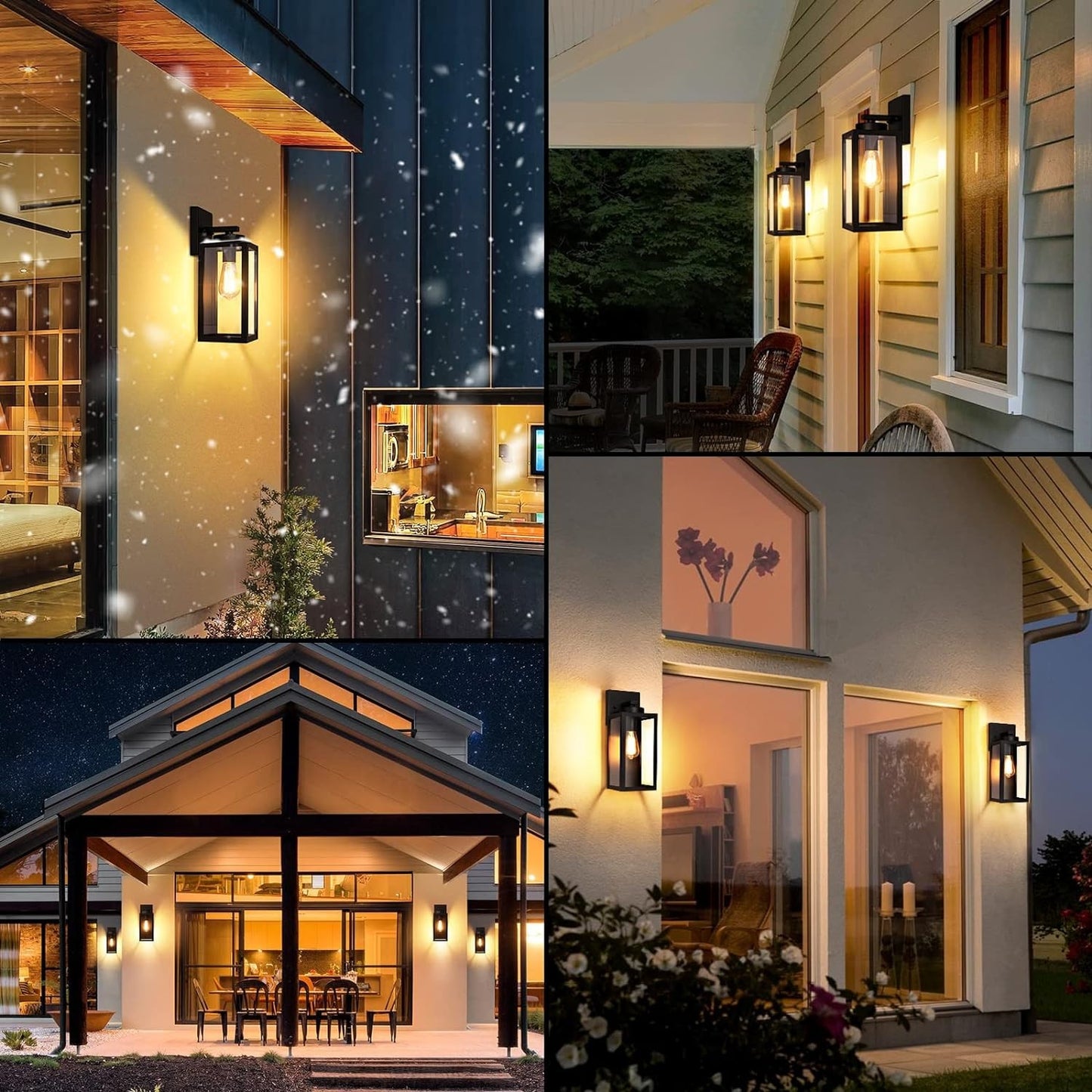 Outdoor Wall Mount Lantern,Waterproof,Matte Black Finish,Glass Shade, E26 Socket