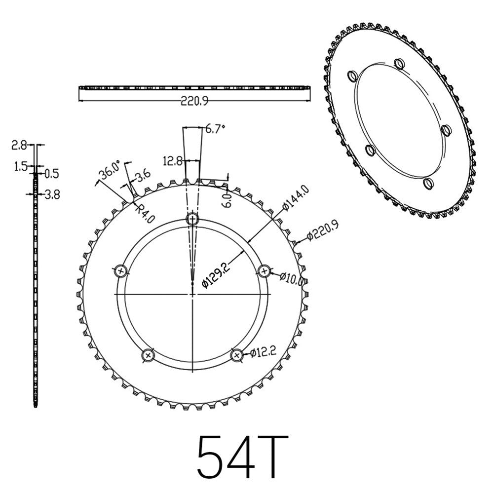 Carbon Fiber Chainring for Fixed Gear Track Bike BCD144 49T 53T 58T Options