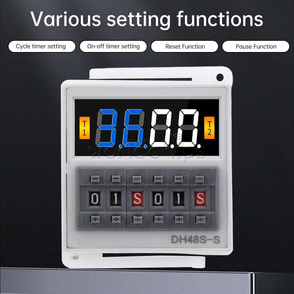 DH48S-S 0.1s-99h AC/DC12V 24V AC220V Cycle Timer Time Switch Relay With Base