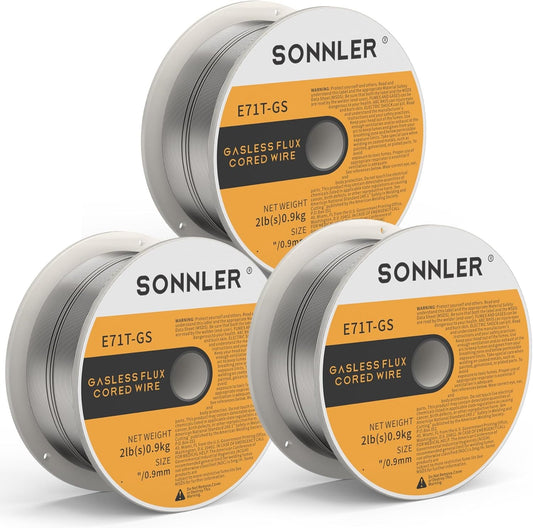 0.035 Flux Core Welding Wire, 3 Spools E71T-GS Low Splatter Gasless Carbon Steel